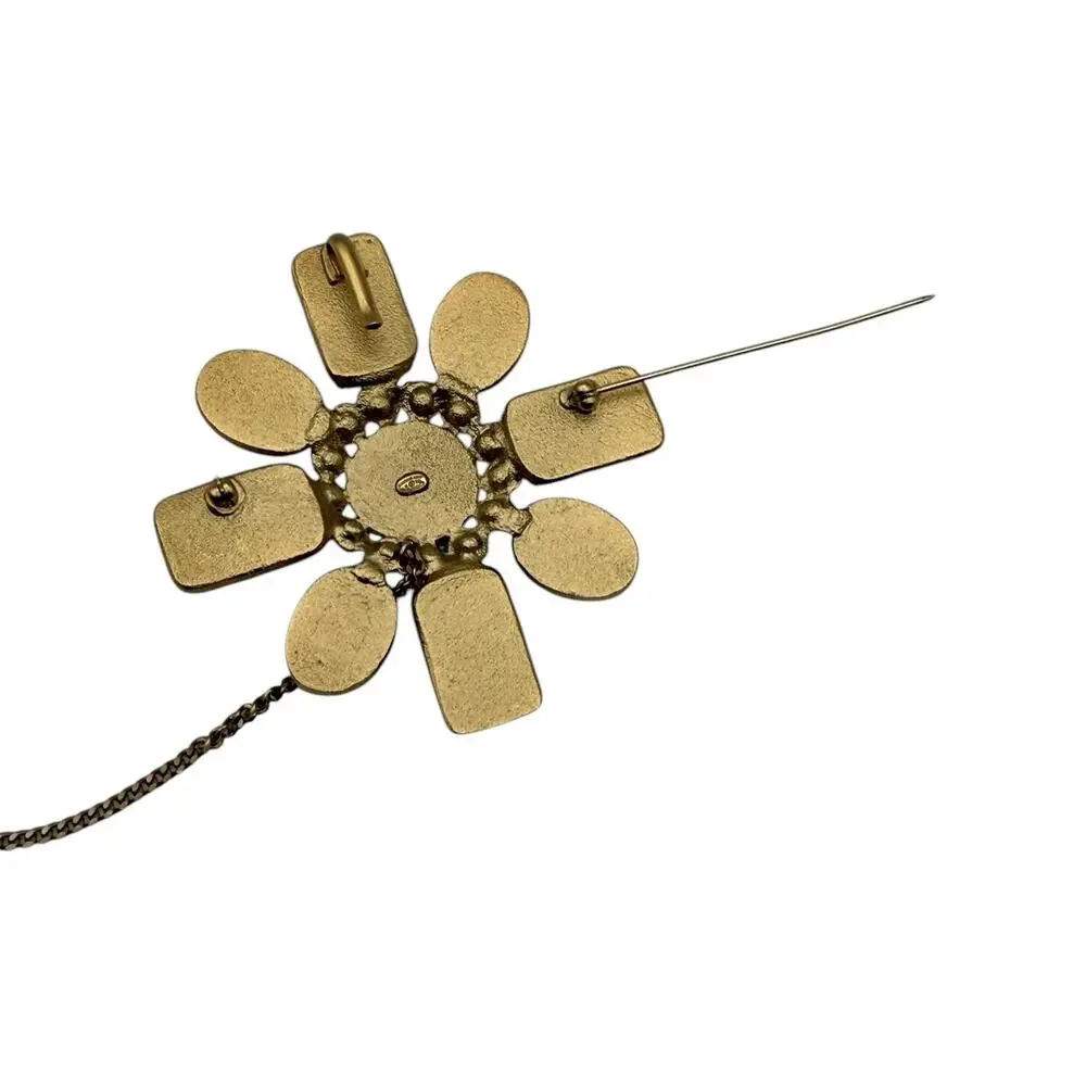 Chanel 2002 Gold, Yellow & Bronze Gripoix CC Brooch/Pin